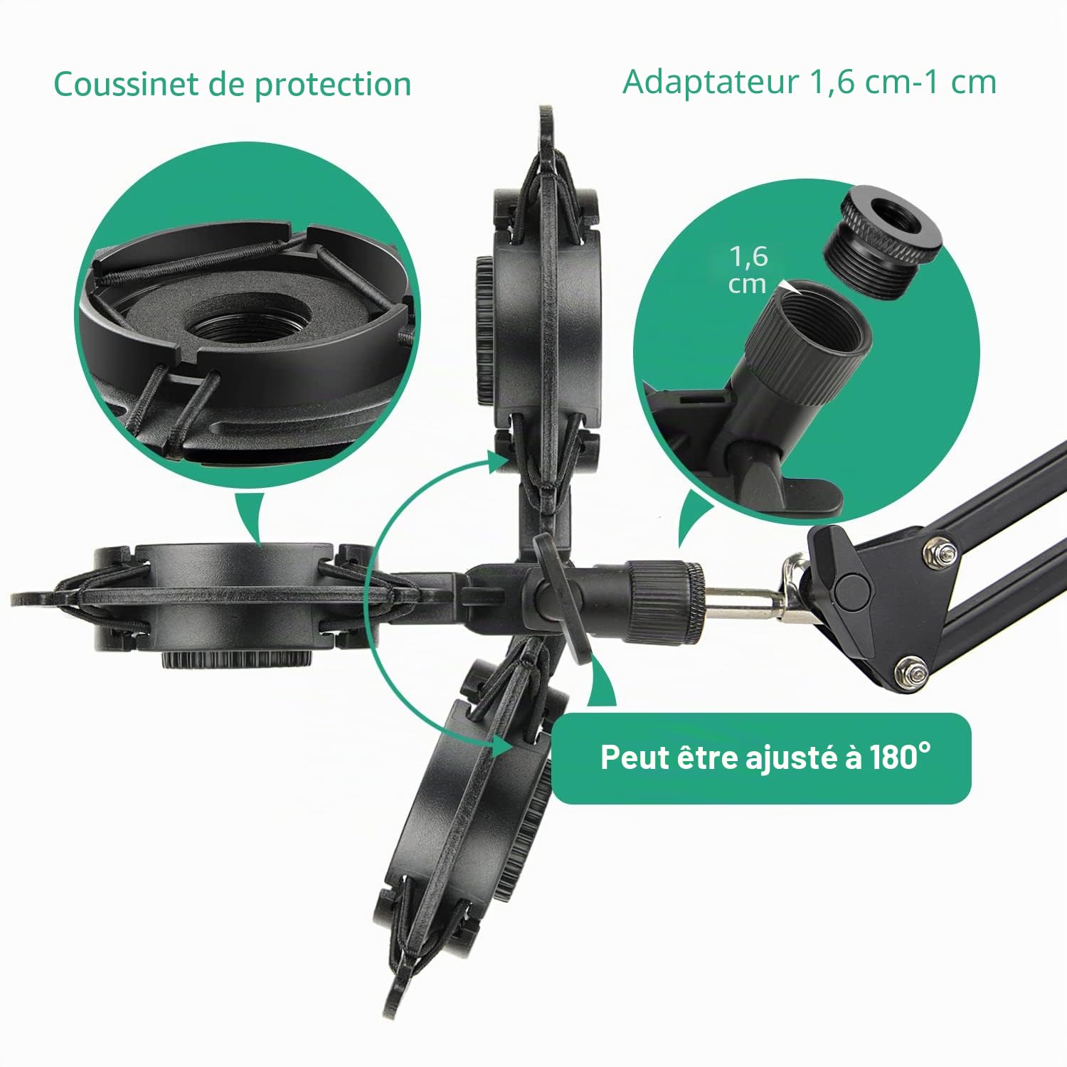 Razer Seiren V2 Pro Support Microphone Réglable, Suspension à Ciseaux Pied de Micro Bras Support avec Suspension Antichoc, Filtre Pop, Robuste Pince C Table pour Micro Razer Seiren V2 Pro