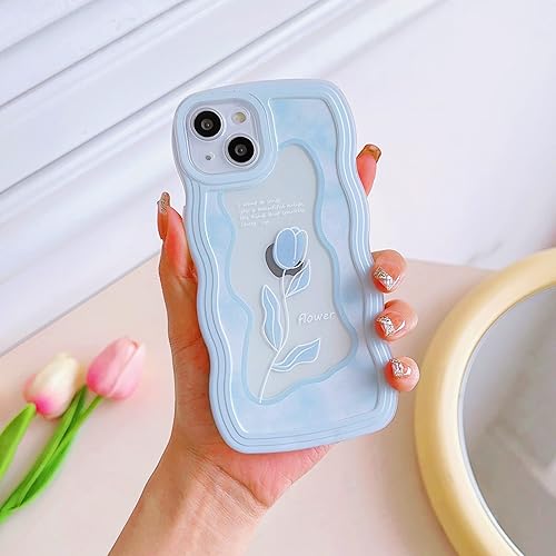 Miniatura 8 de Funda compatible con iPhone 13 transparente con diseño de corazón para mujeres y niñas, estética, bonita, ondulada, suave, a prueba de golpes, para