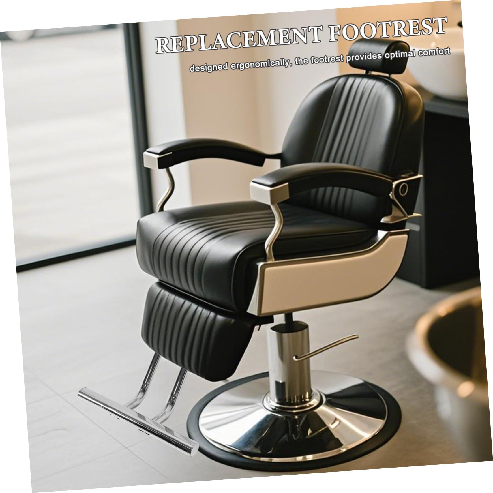 Repose-pieds de Fauteuil de Barbier en Métal Argenté pour Salon Coiffure | Remplacement pour Fauteuil de Salon, Installation Facile, Soutien Confortable, Usage Barbershop