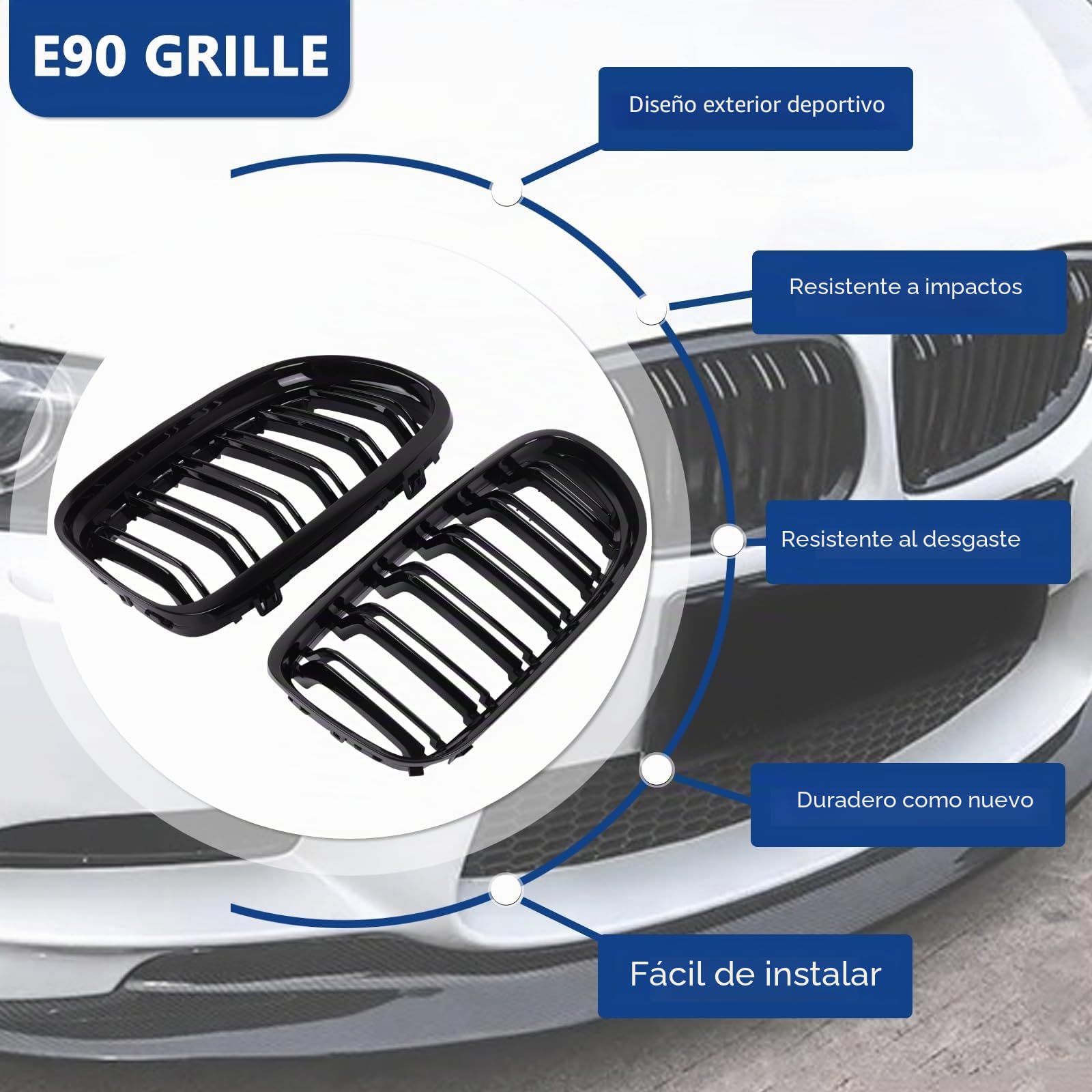 E90 Rejilla De Radiador para BMW Serie 3 E90 E91 Parrilla Doble Serie 3 E90 E91 riñones Negro Touring 2009 2010 2011 2012