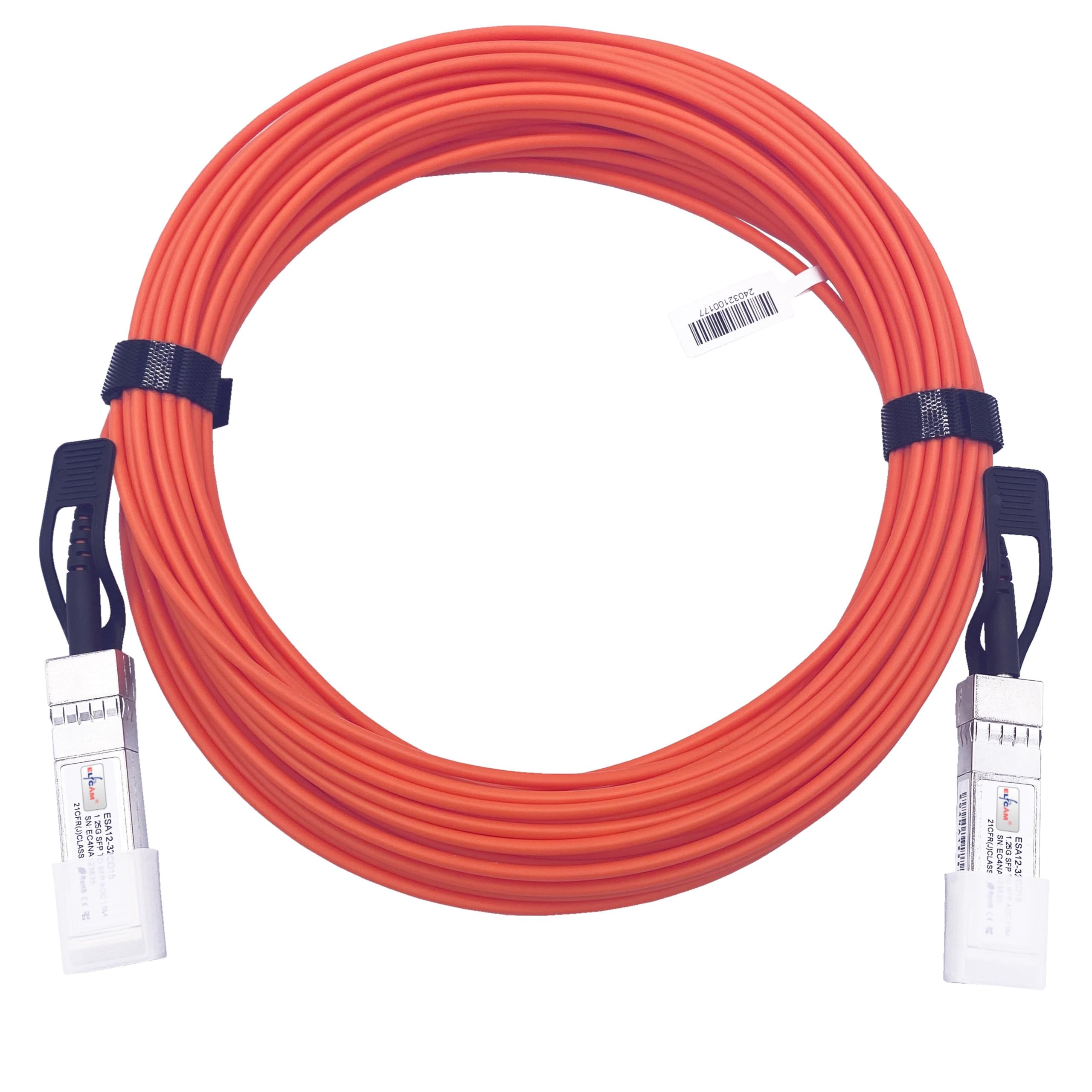 Elfcam® - 20m 1Gb SFP to SFP AOC Fibre Optic Cable, 1.25G AOC Cable, 20 Meters