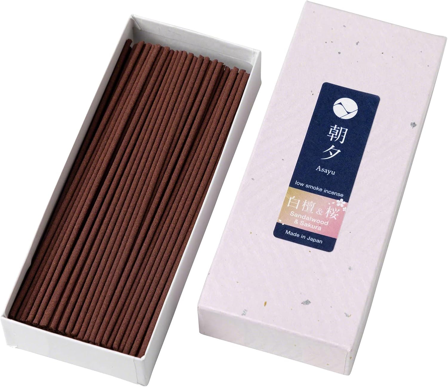 Asayu Japan Premium Sakura Blossom and Sandalwood Blend Incense Sticks - Low Smoke Japanese Incense, 40g (70-80 Sticks), Made in Japan, Smokeless for Less Irritation and Non-Toxic