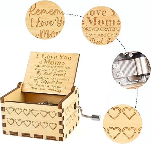 Miniatura 5 de You are My Sunshine Wood Music Boxes,Laser Engraved Vintage Wooden Sunshine Musical Box Gifts for BirthdayChristmasValentine's Day (Black)