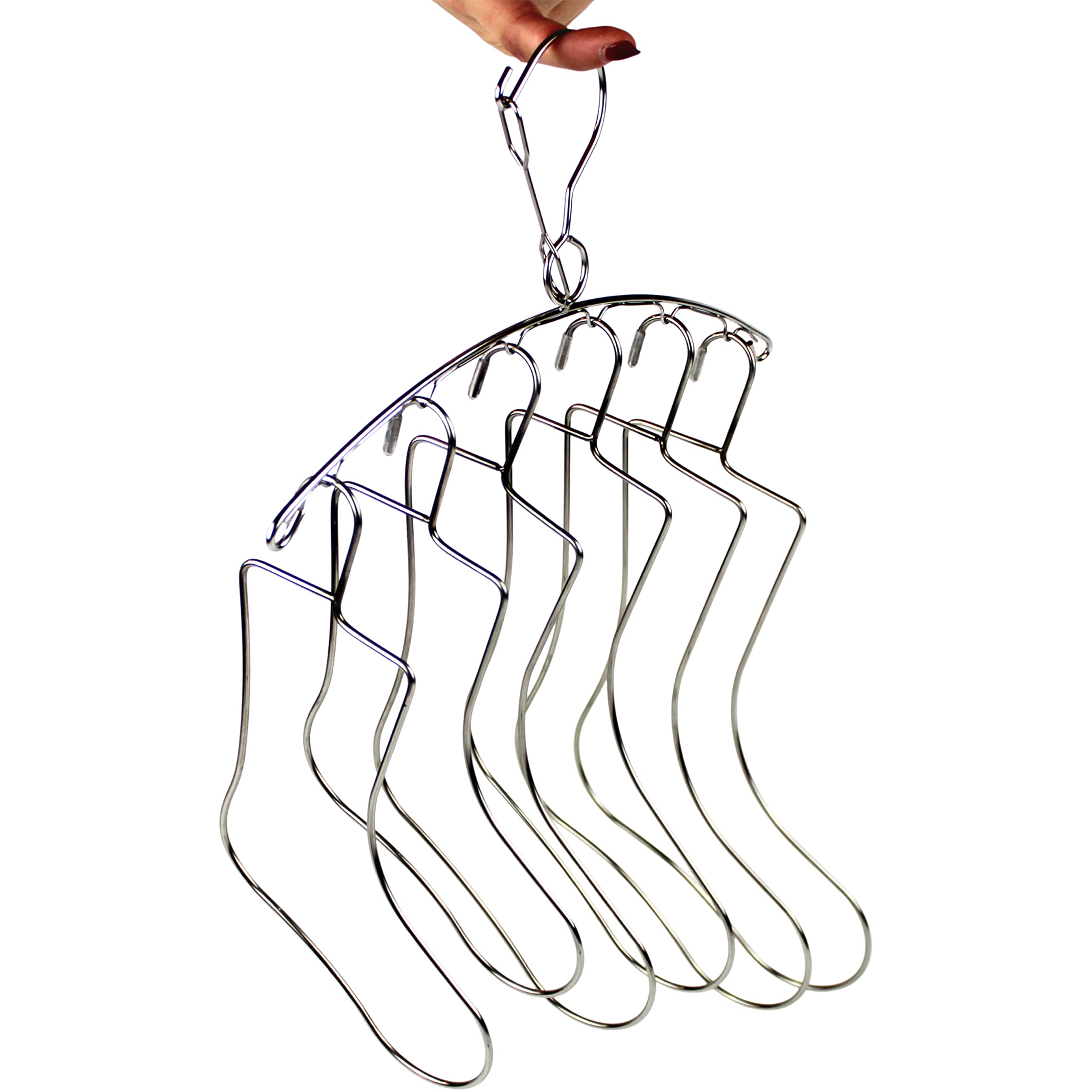 SILLY MONKEYJunior Kids Size Sock Blockers and Laundry Drying Hanger Rack Stainless Steel, Complete with 3 Pairs of Small Medium Large Sock Blockers for Fast Drying and Displaying Hand Knitted Socks