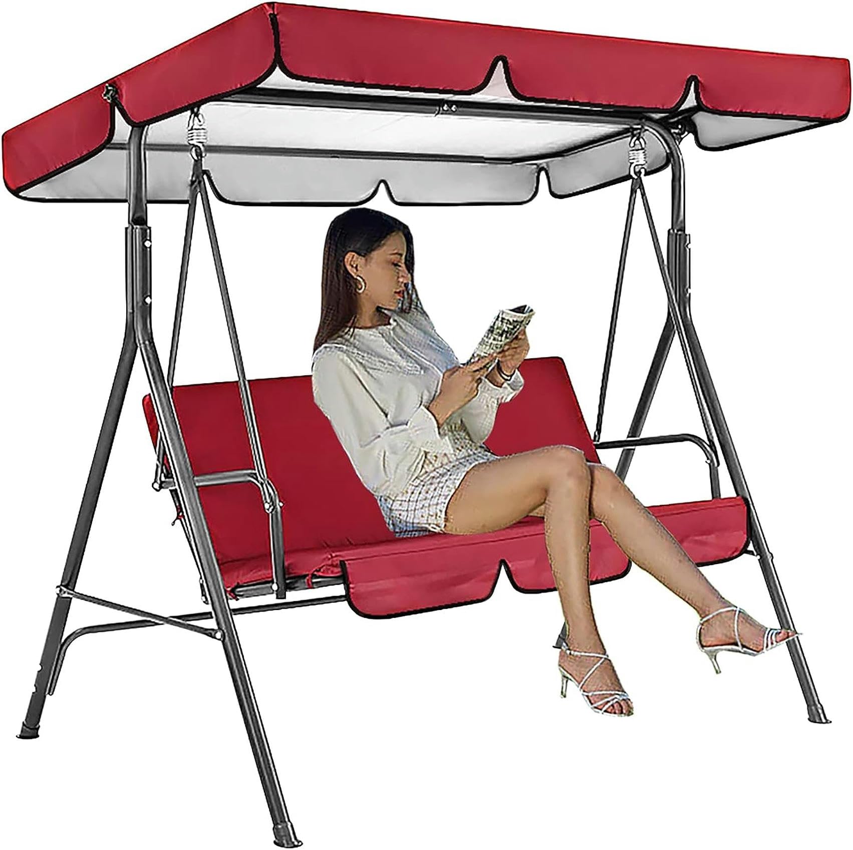Columpio Jardín Tipo Balancín Toldo,Mecedora Hamaca Terraza Techo Toldo Balcón,Cubierta de Repuesto para Toldo de Columpio,2/3 Plazas(Solo Capota),Beige,190x132x15cm