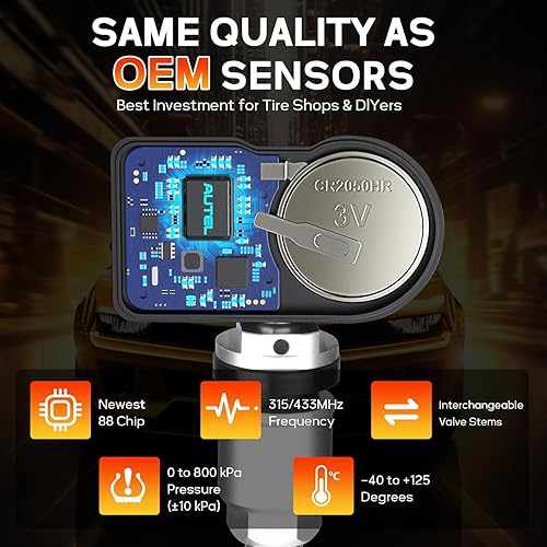 Miniatura 4 de Autel MaxiTPMS MX Sensor 20pcs Dual Frecuency 315433MHz Metal Stem TPMS Sensor Universal Neumático Sensor Programado por TS401 TS408 TS501 TS508