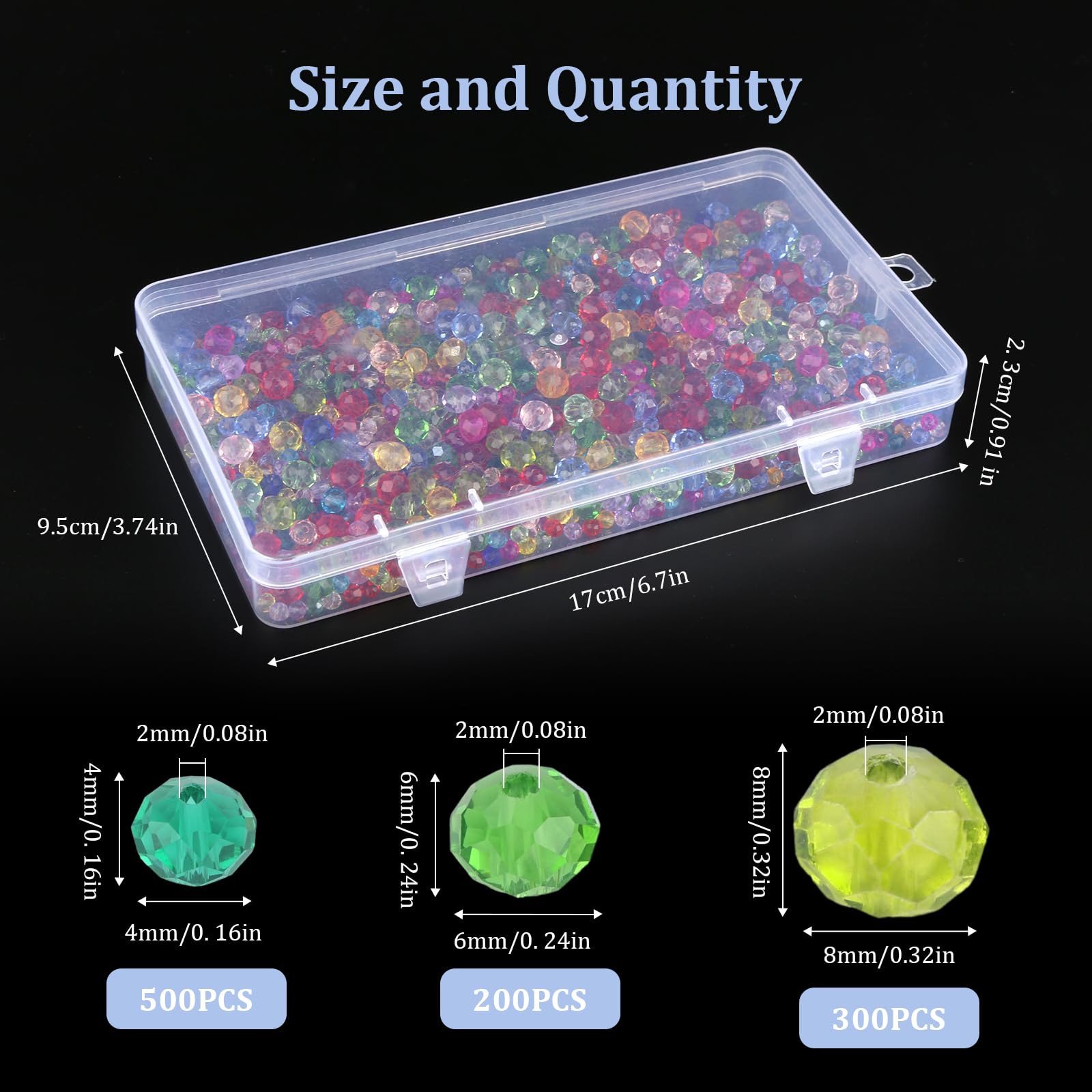 TOAOB 1000 Pezzi Perline Di Cristallo Sfaccettato Di Vetro 4 6 8 - Foto 9