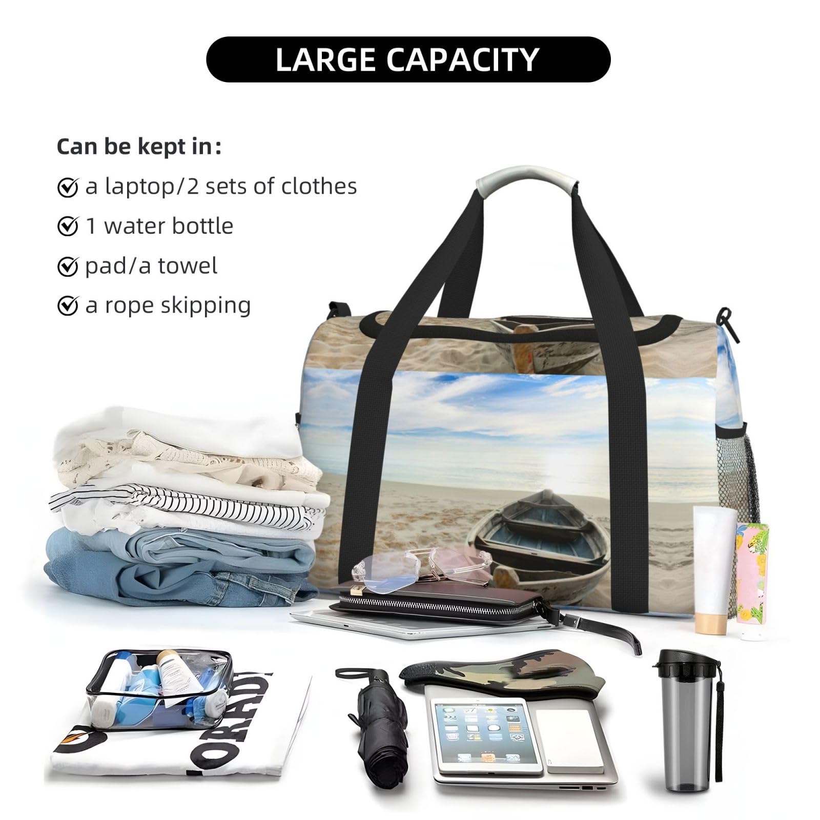 Łódź na plaży torba na ramię kobiety mężczyźni podróżna torba crossbody torebka torba na ramię torebki robocze codzienna torba hobo
