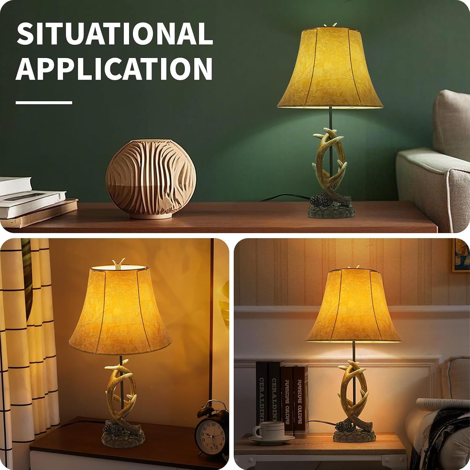 Farmhouse Rustic Western Antler Table Lamps, Set of 2 with USB image 5