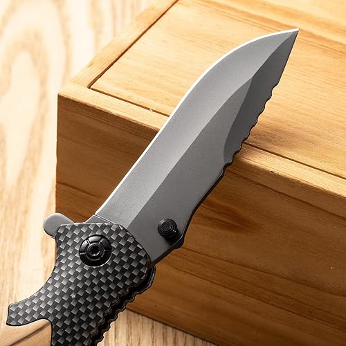 Miniatura 4 de Regalos de Navidad para hombres, cuchillo de bolsillo de 3.35 pulgadas de longitud de hoja, cuchillo plegable con rompecristales, cortador de
