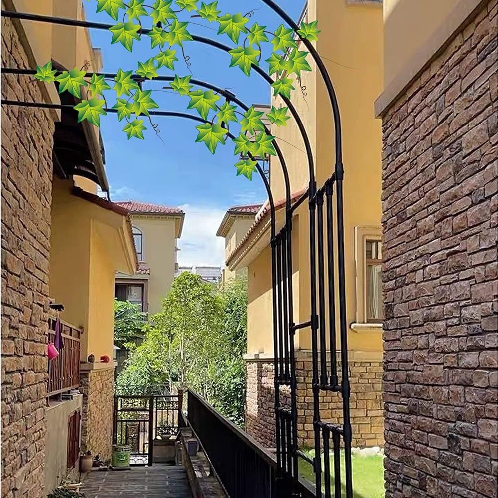 Traliccio da giardino 60-220 cm, supporto per piante in metallo resistente alle intemperie, in acciaio rivestito nero, ideale per piante rampicanti, supporto per piante all'aperto, decorazione da