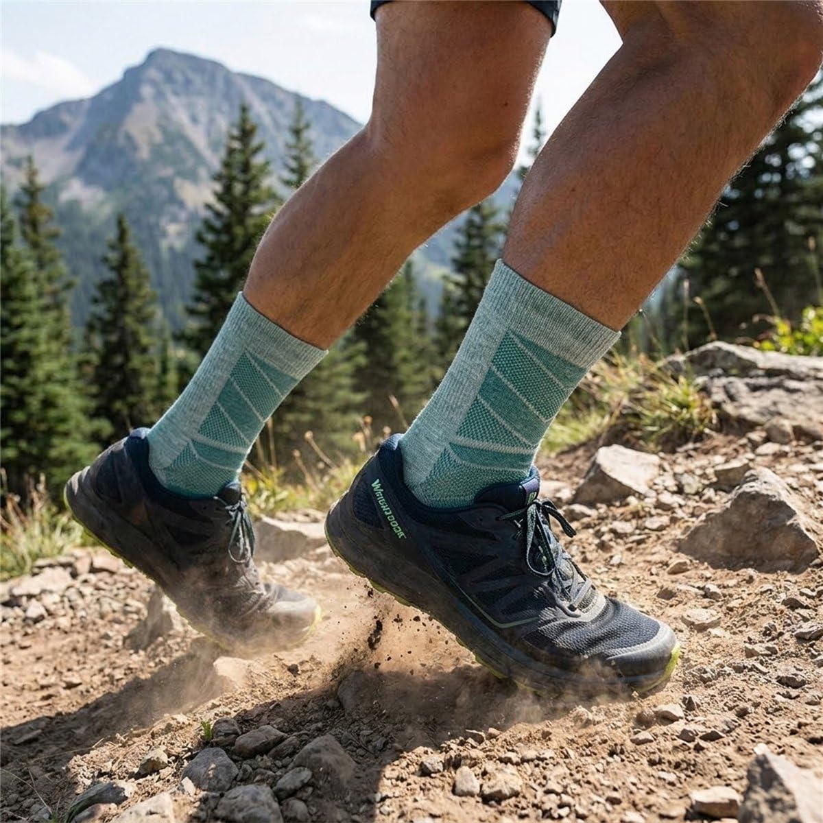 Wrightsock - 1 Paar Herren/Damen Profi Sportsocke, Laufsocke, Modell Coolmesh II, Anti-Blasen-System, doppellagig, Crew (wadenhoch)