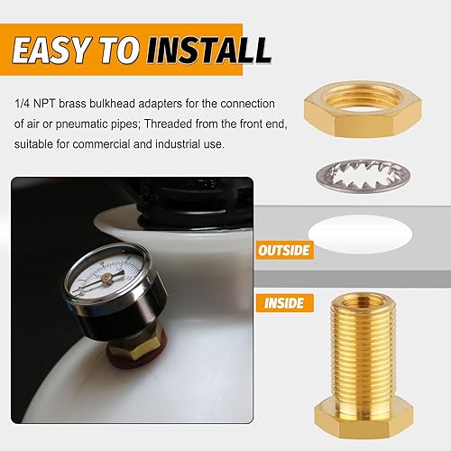 Vista 17 de KOOTNAS - Paquete de 2 accesorios de mamparo de latón macizo, conector de latón recto macho de 1 pulgada con anillo ondulado de metal, longitud