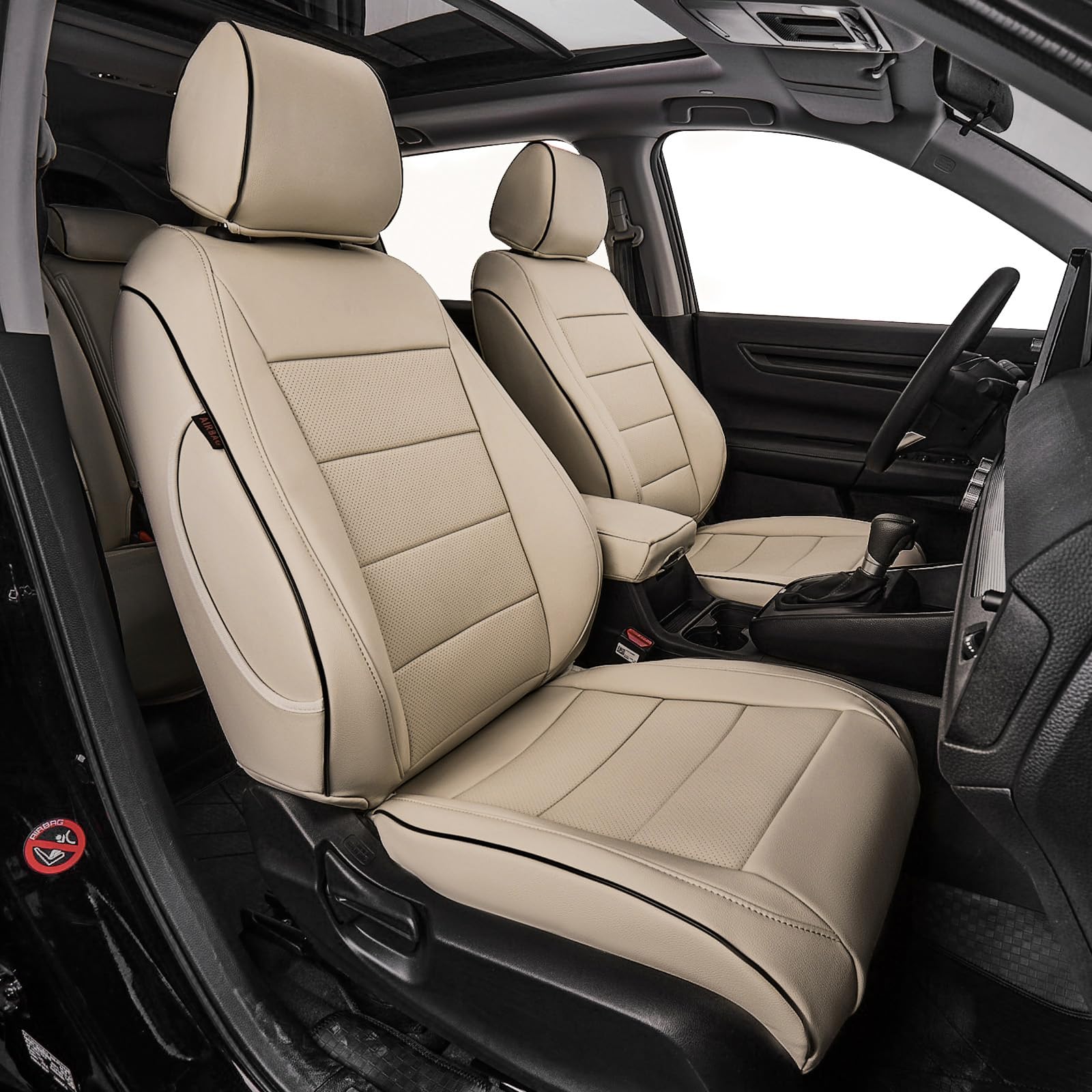 EKR HRV Seat Covers Custom Fit for Honda HRV LX 2019 2020 2021 2022 Car Seat Cover Full Set for Trucks SUV,Leather Seat Protectors-Faux Leather (Beige