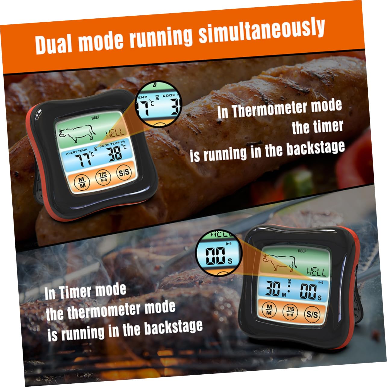 Termometro per Carne Digitale Touch Screen e Timer per Cucina