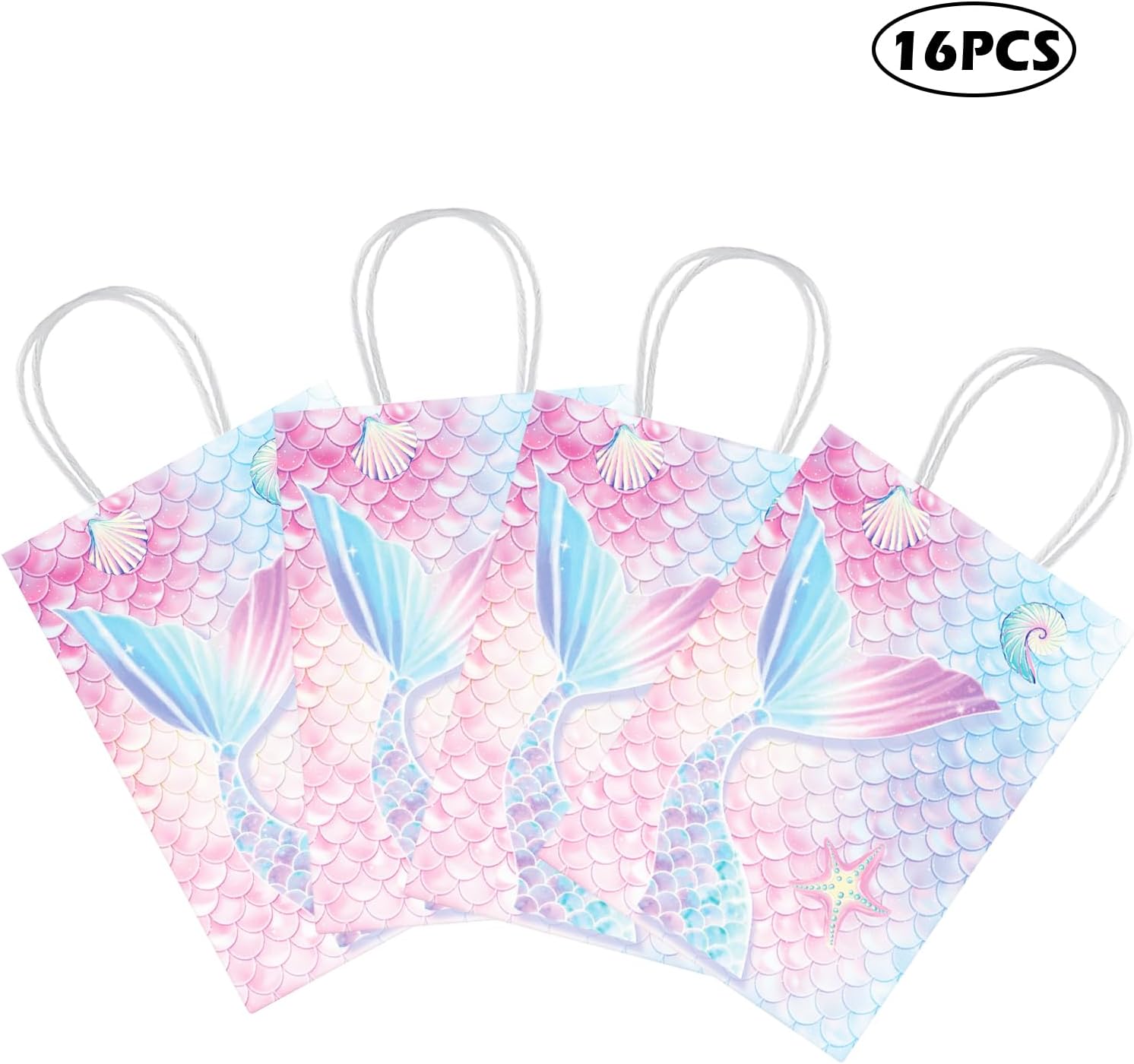 KERINGO 16 PCS Mermaid Party Decorations for Mermaid Print Party Favors Bags for Mermaid Themed Goodie Party Bags for Mermaid Print Gifts Bags for Mermaid Birthday Party Supplies and Decor - Image 2