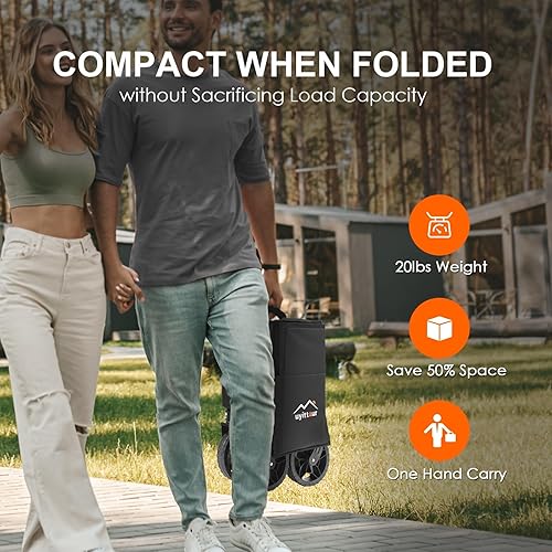 Miniatura 2 de Carrito plegable de 140 L con bolsillo lateral y frenos para compras, deportes, camping y jardín, color negro