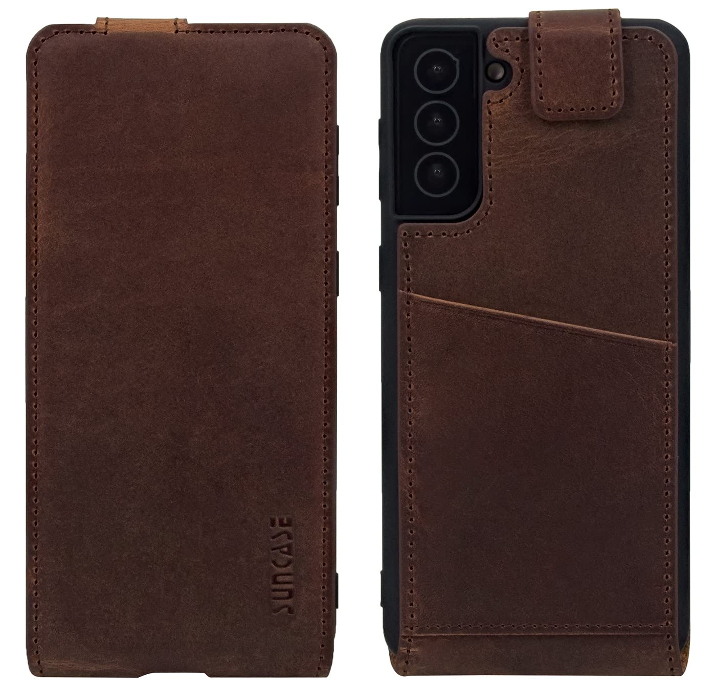 Suncase Original Flip-Style Hülle kompatibel mit Samsung Galaxy S26 Ultra 5G Tasche Echt Ledertasche (Ultra-Slim) Schutzhülle Case Cover in antik Coffee