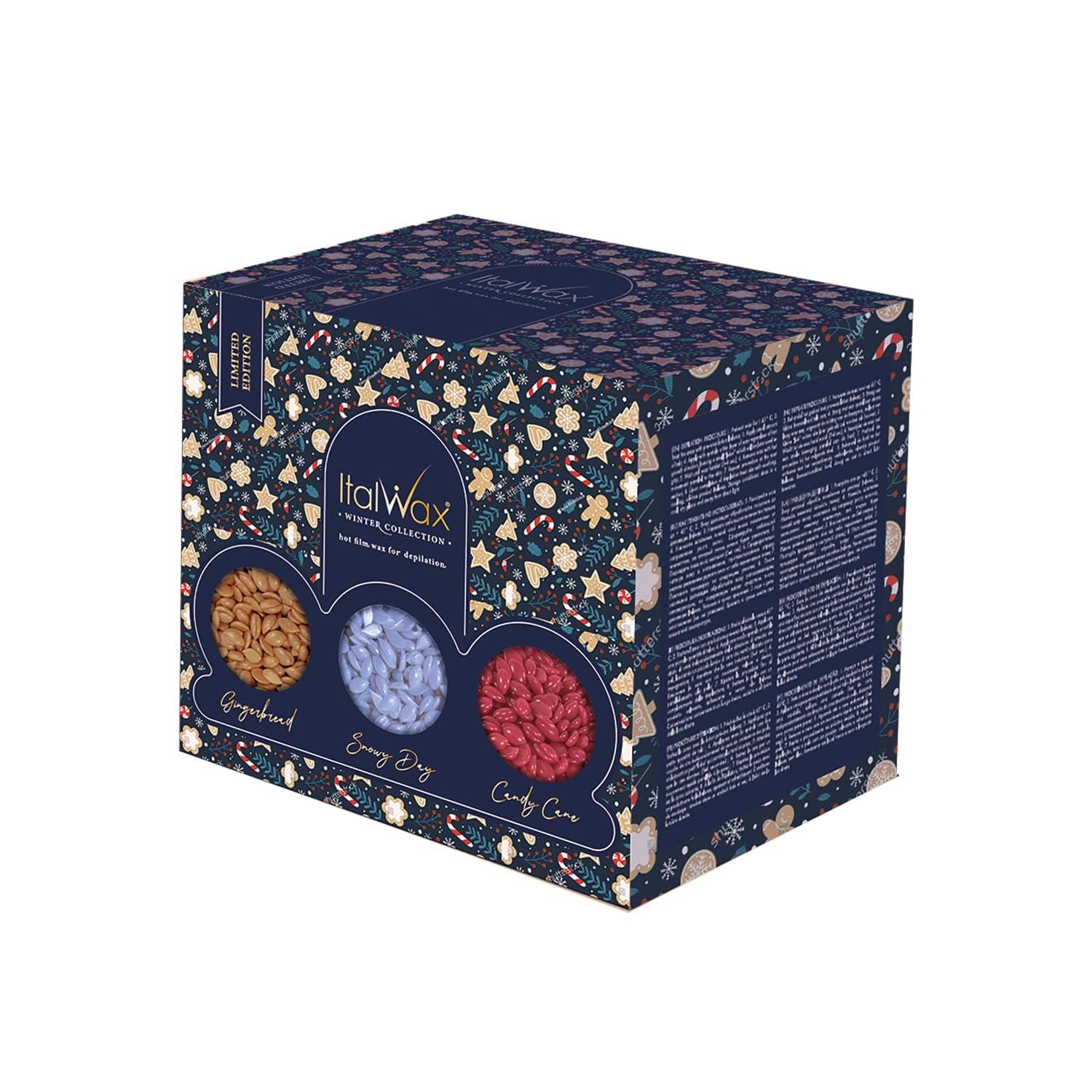 Italwax Winter Collection - Gift box - 1,5Kg / 3.3lb - 3 Hard Wax Beads Packs - Synthetic formulation ideal for sensitive skins - Recommended for Bikini Area and Armpits