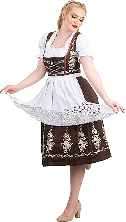 Dirndl Set Braun - 3-teilig Mit Stickerei Für Oktoberfest
