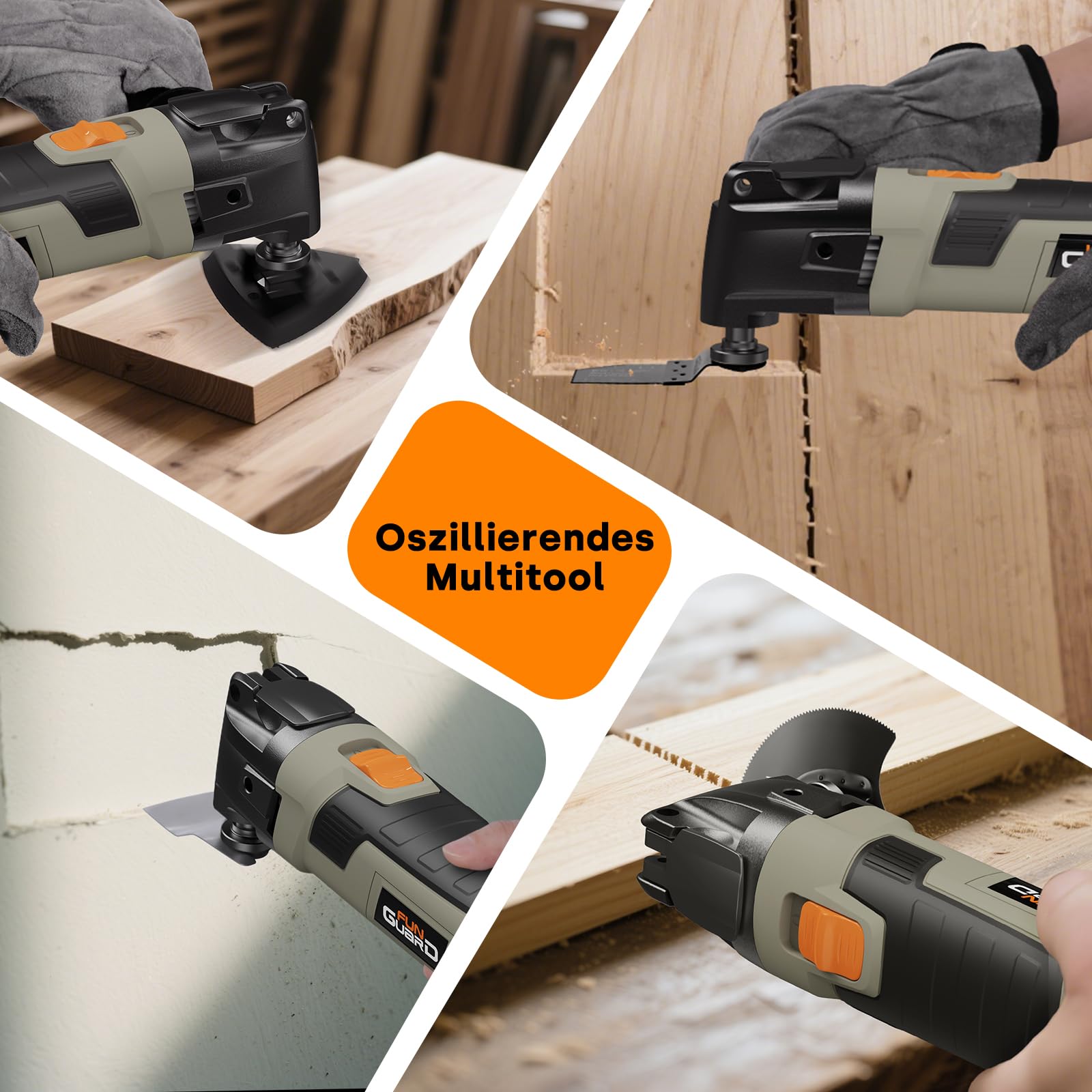 Oszillationswerkzeug 300W Multifunktionswerkzeug mit 30 Zubehör, 6 Variable Geschwindigkeit 15000-22000RPM, Zusatzgriff, 3.5° Oszillationswinkel,zum Schneiden,Schnitzen,Schleifen,Polieren