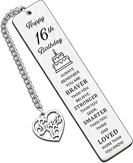 HULALA Inspirational 16th Bookmark Birthday Keepsake Gifts for Boys Girls Best Friend Daughter Son Granddaughter Gandson Nephew Niece Always Remember You are Braver Than You Believe