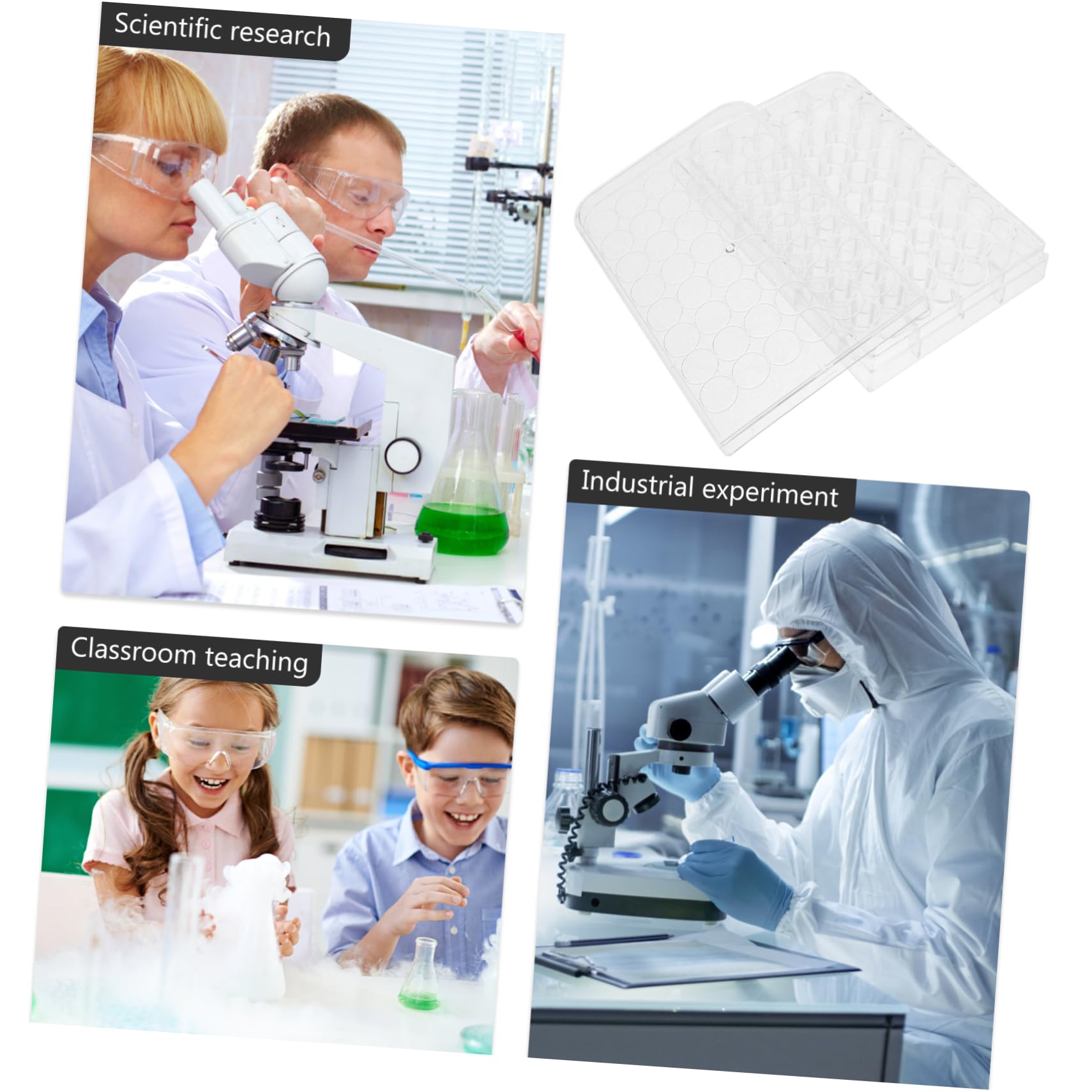 10 Piezas Plato Cultivo Bandejas Herramientas Pastillero Para Placa Cultivo Fondo Plano Tejido Equipo Clara Cultura Placas Petri 48 Bien Tapa Placa Reacción Piso