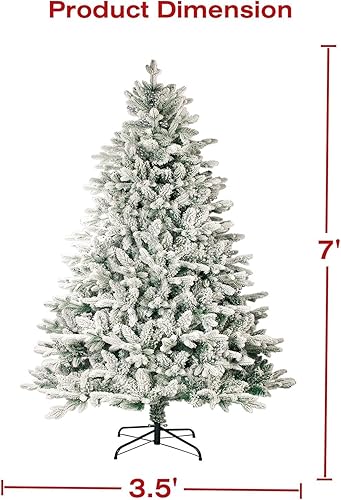 Miniatura 3 de Oakmont - Árbol de nieve artificial de Navidad de 7 pies, árbol completo de Navidad con bisagras para decoración navideña, con soporte de metal, PVC