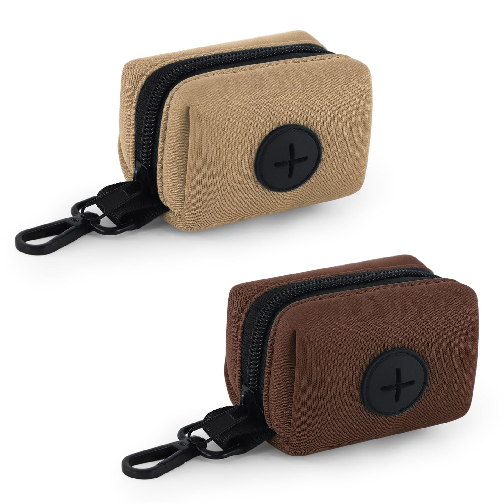 Wolfone 2-Pack Hundekotbeutel-Halter,Kotbeutelhalter für Leine,Hundekotbeutelspender für die Leine-Passt an Jede Hundeleine-Inklusive 2-Pack Kotbeutelspender Braun/Sand