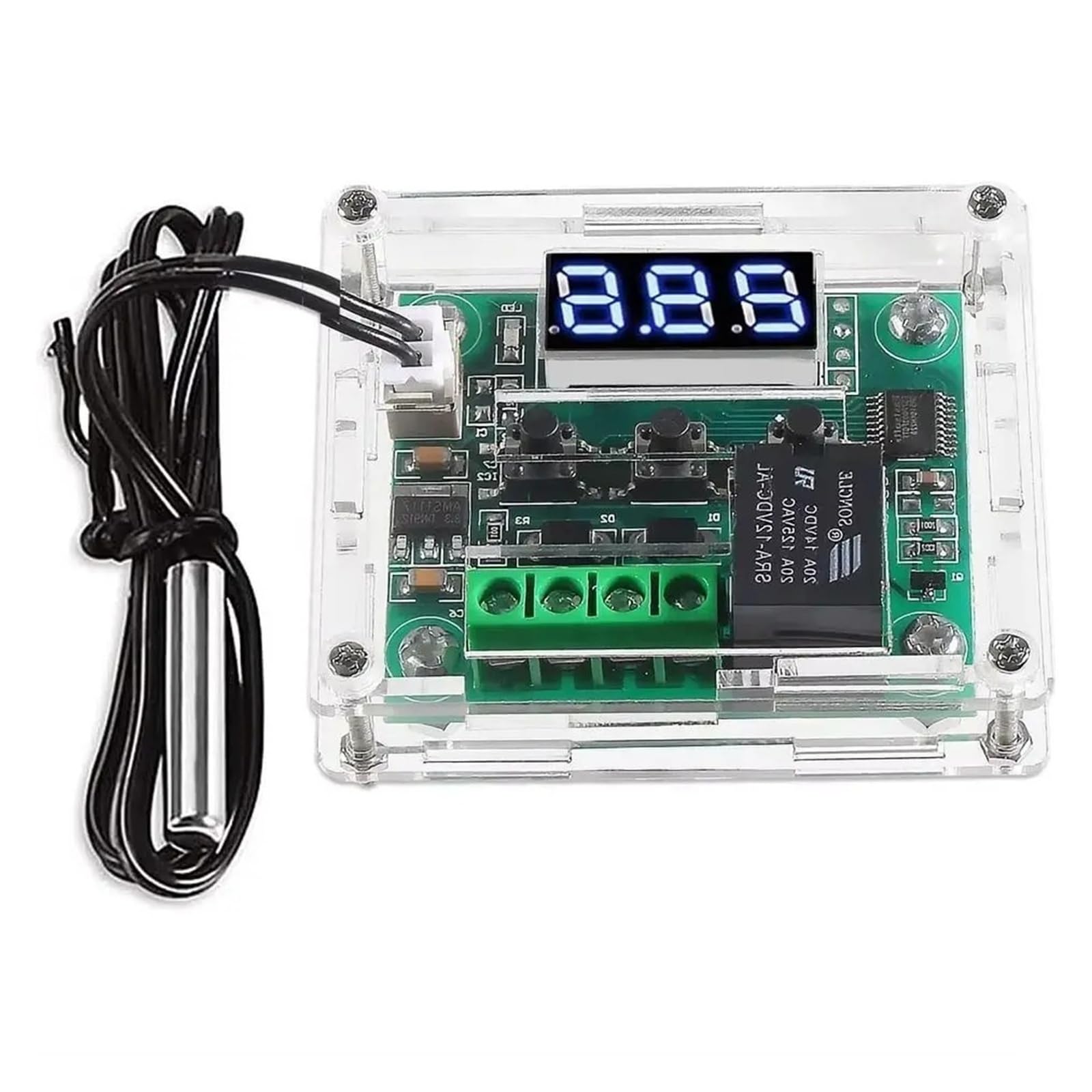 2 controladores de temperatura digitales XH-W1209 de -50 ~ 110 ℃, 12 V, módulos termostáticos con carcasa y muestra resistente al agua