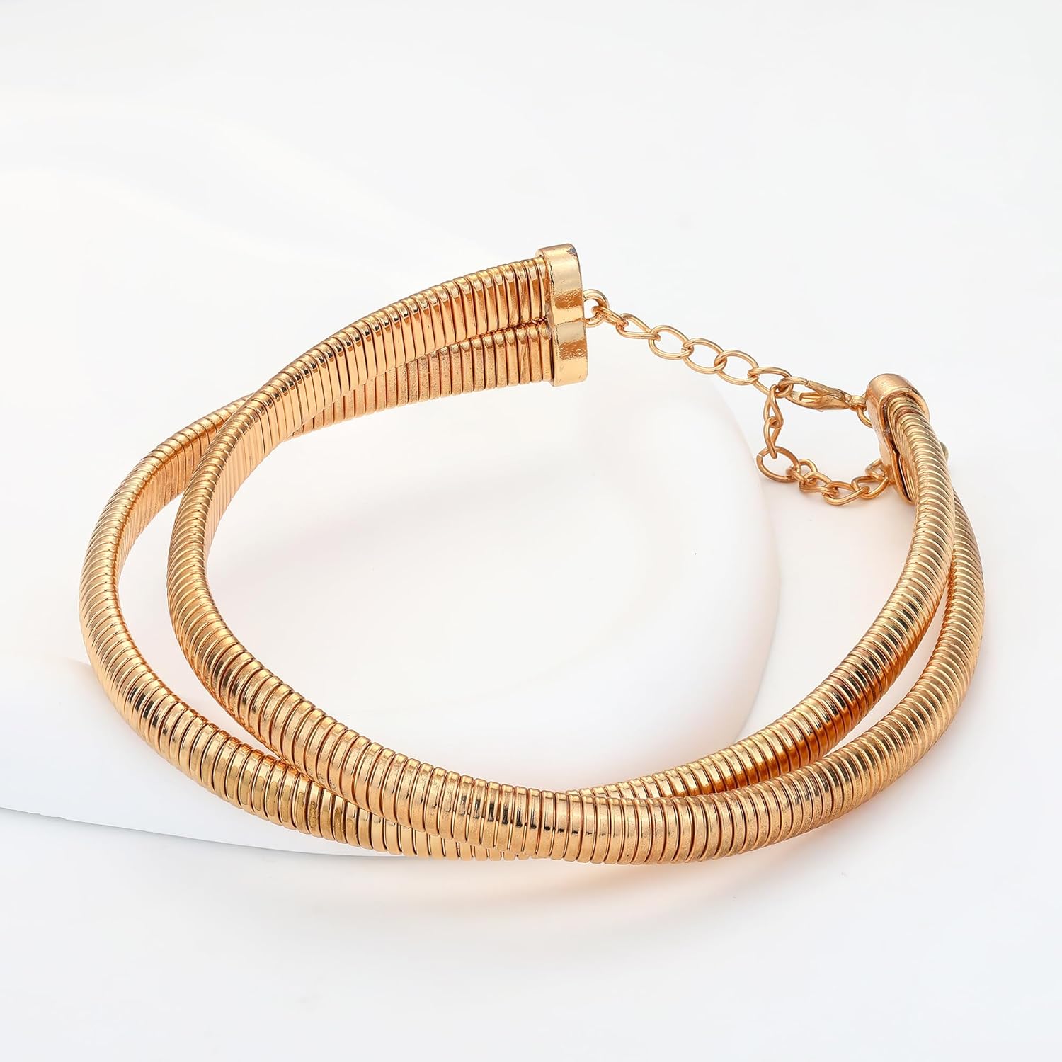 MISS RIGHT Chunky Gold Chain Statement Choker Necklace for Women Trendy, 14K Gold Plated Thick Snake Chain Collar Torque Layered Necklaces Jewelry Gifts - Image 5