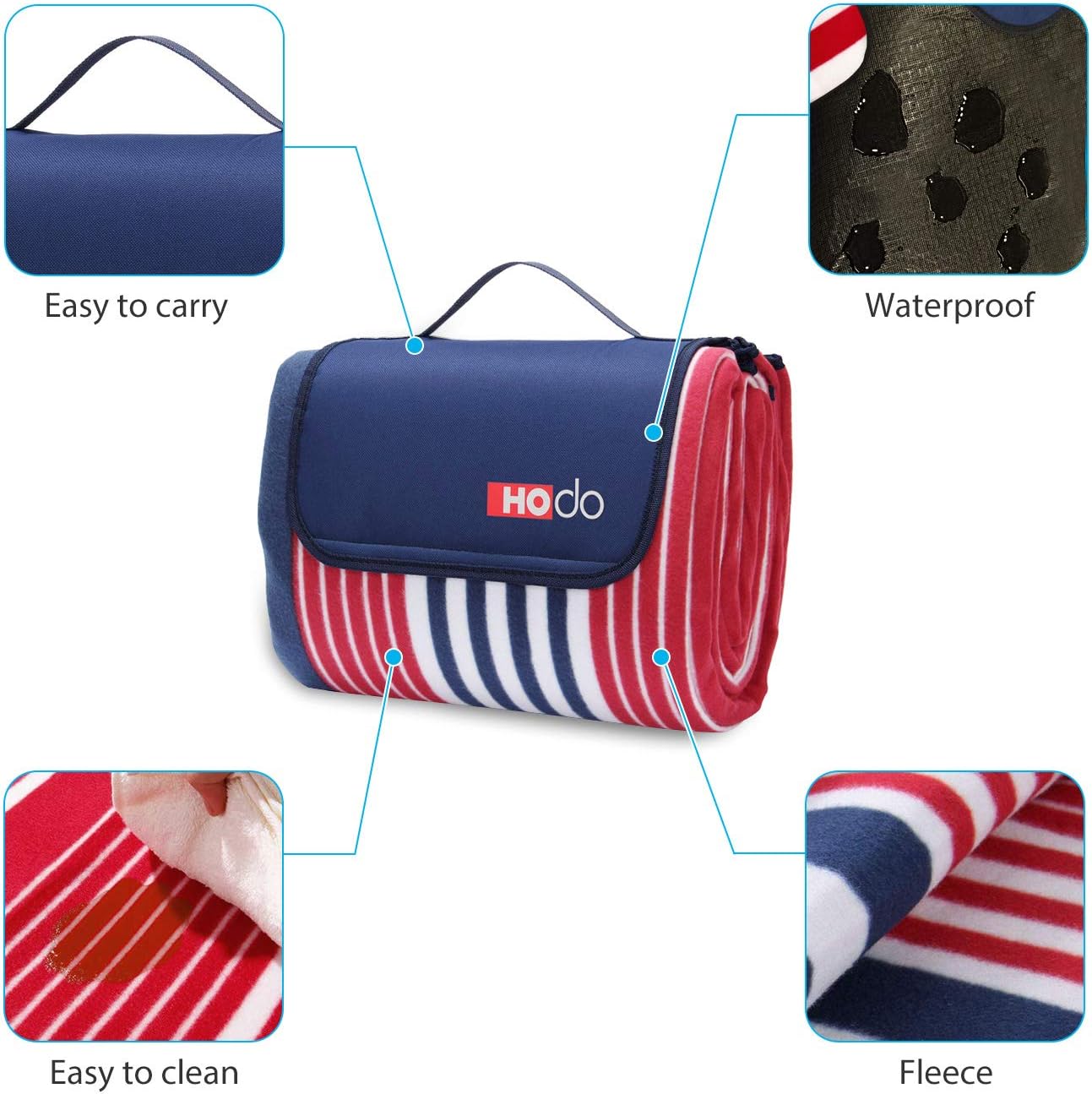 HOdo Picnic Blanket Extra Large Waterproof Outdoor Camping Oversized Sandproof Mat Portable Foldable for Travel Park Grass (C)