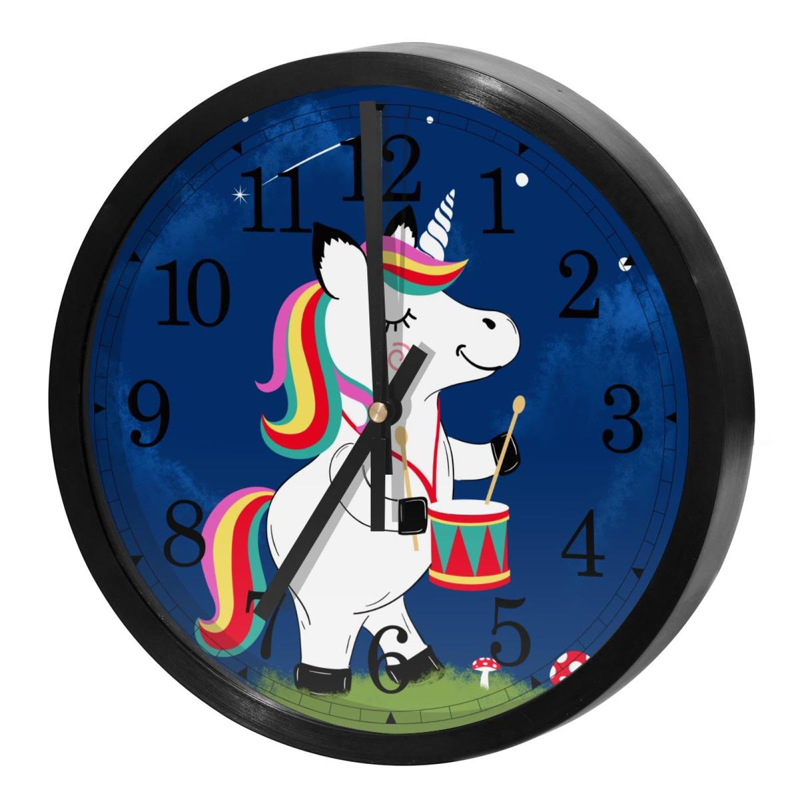 Horloge murale silencieuse licorne à quartz ronde pour enfant