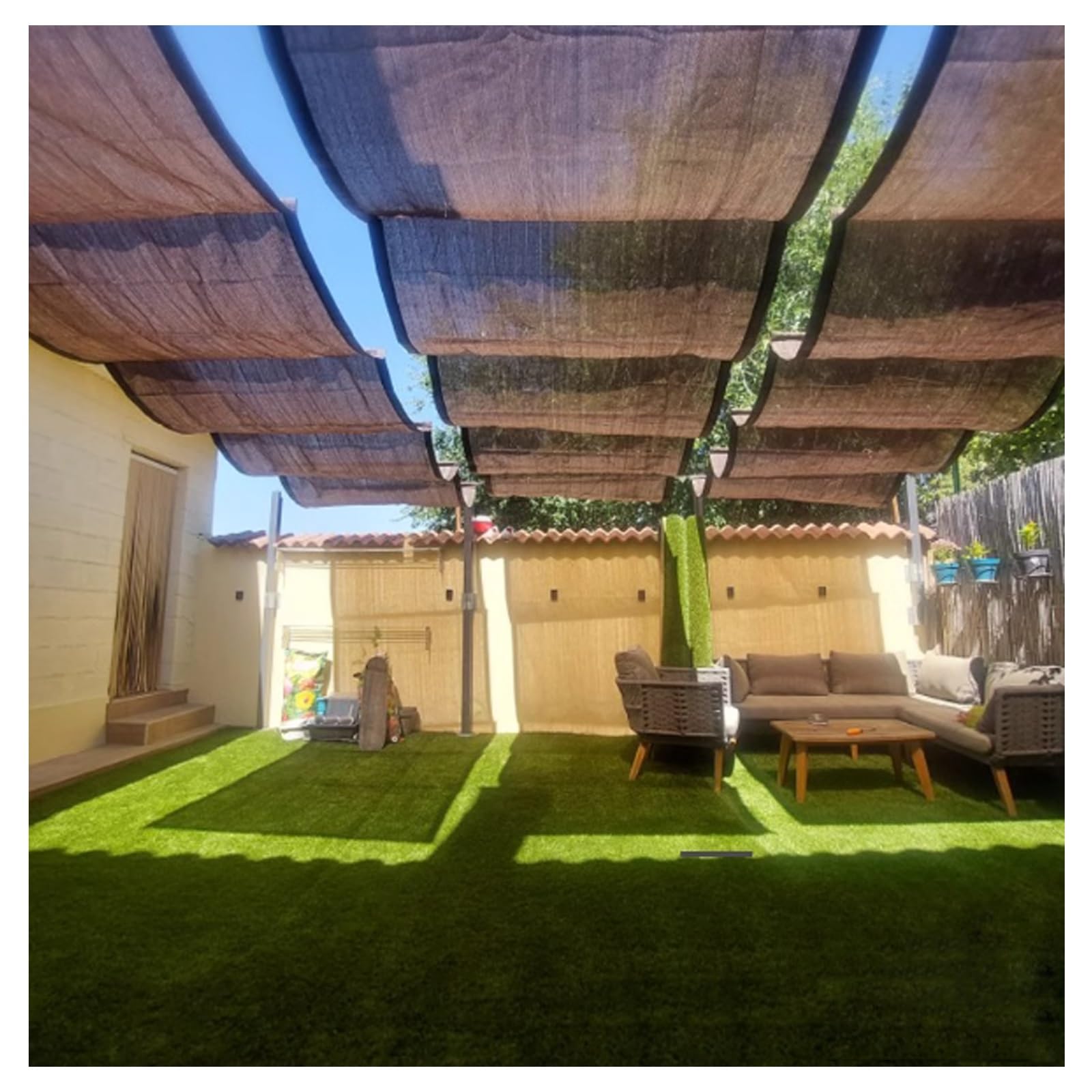 Voile d'ombrage rétractable imperméable auvent de rechange pour terrasse et pergola