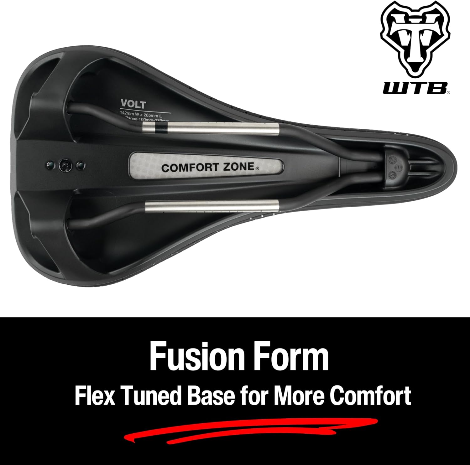 WTB Volt Mountain Bike Seat (Saddle) Medium Thickness Padding - Fusion Form Base - Speed & Comfort (3 Rail Options)