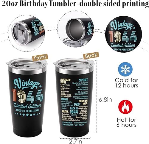 Miniatura 2 de Regalos de cumpleaños número 80 para hombres y mujeres, regalo de cumpleaños de 80 años para él y ella, regalo de 80 cumpleaños de 1944, vaso de