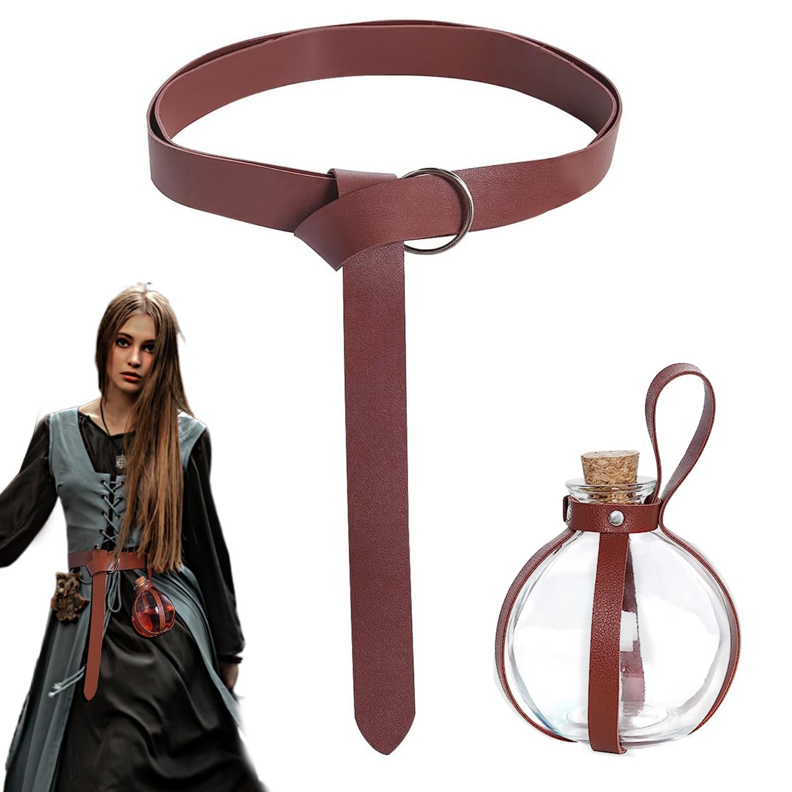 MOSNOW Mittelalter Gürtel Set 3-teilig - Steampunk Accessoires Für Damen
