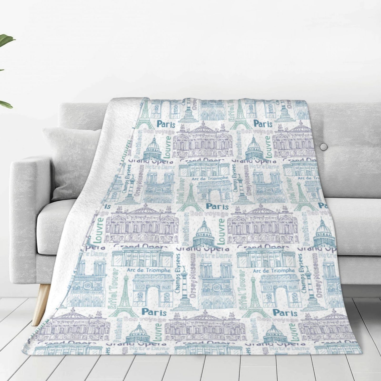 Couverture polaire imprimée Paris idée cadeau idéal plaid doux chaud flanelle 203x152