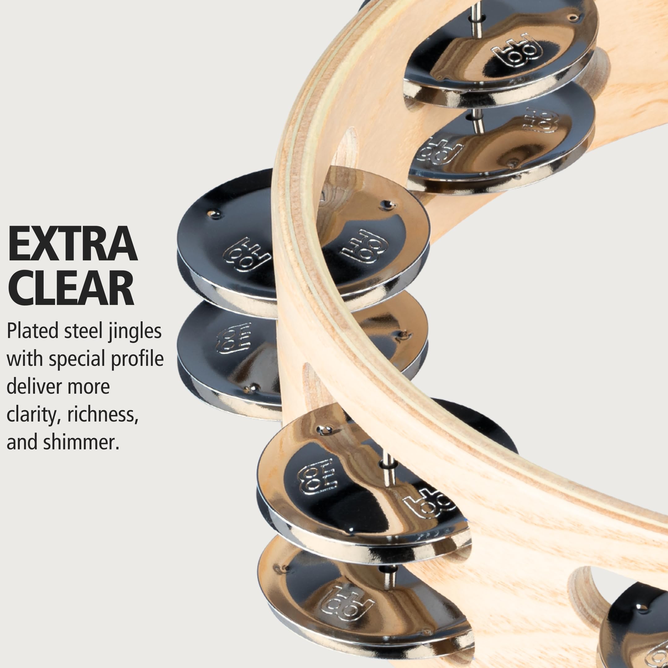 Meinl Percussion Artisan - Tamburello in legno a 2 file, diametro 10 pollici, frassino/acciaio, naturale (AE-ATA2S)