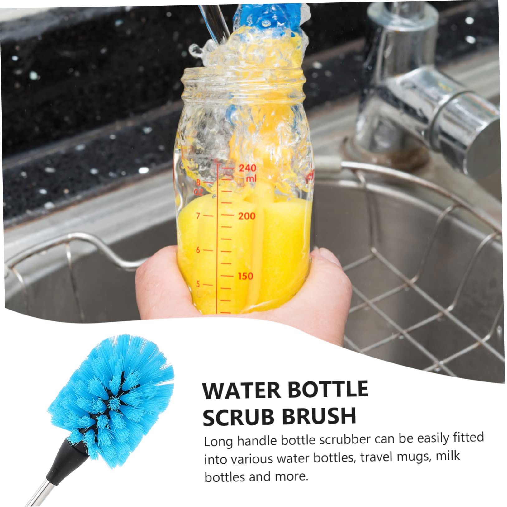 ibasenice 4pezzi Spazzola Per La Pulizia Di Bottiglie e Tazze Spazzola Lunga Per Lavaggio Perfetta Per Bottiglie e Biberon Design Ergonomico e Resistente Utensile Essenziale Per La Cucina