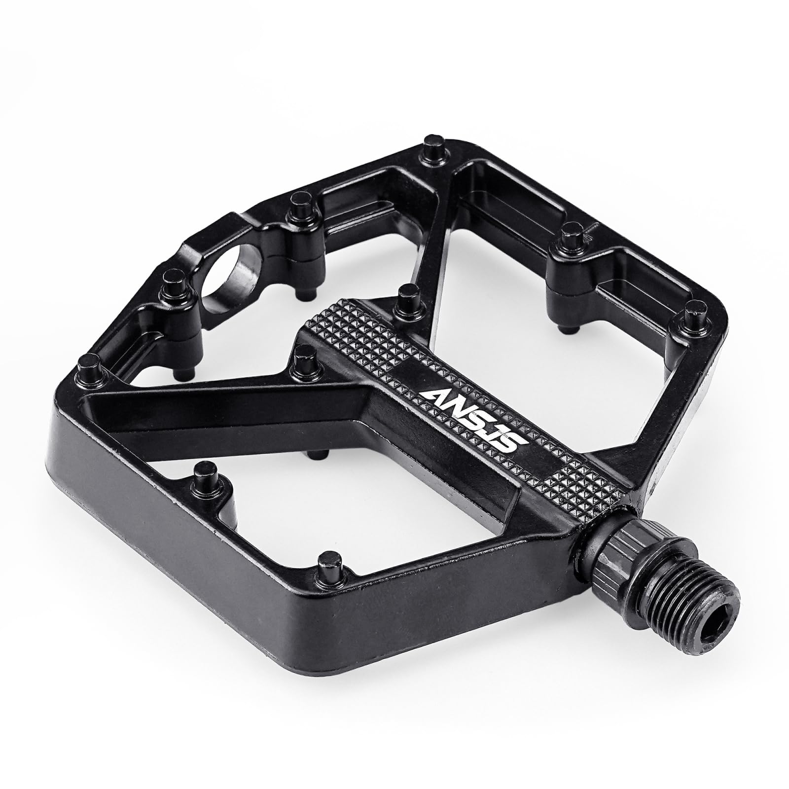 Ansjs Bike Pedals, Aluminum Mountain Bike Pedals,Bicycle Flat Pedals 9/16" Pedals Black MTB Pedals Metal Bike Pedals (B632)