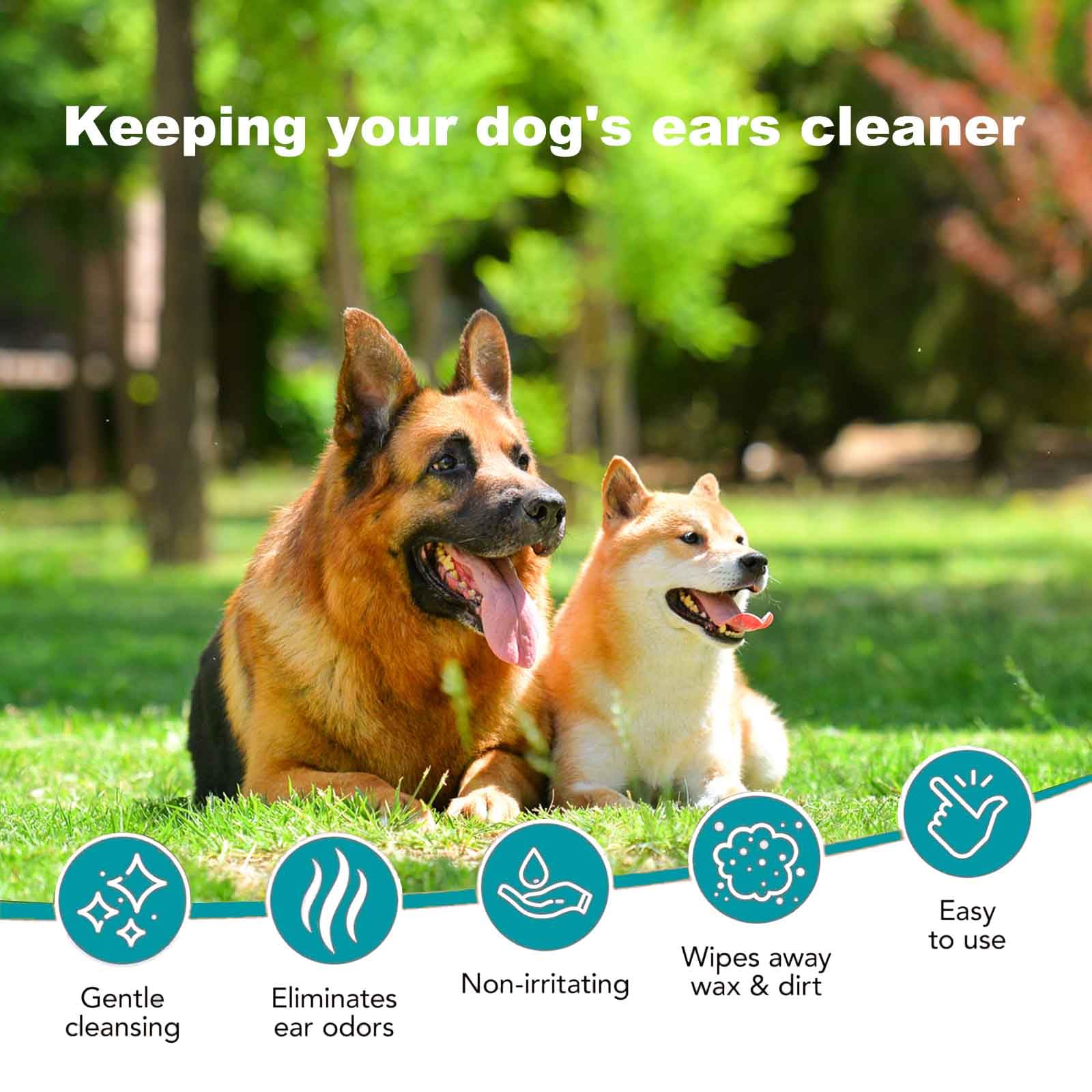 Ear Finger Wipes for Dogs & Cats,Dog Ear Cleaner Wipes Gently Remove Ear Wax, Debris, Natural Ingredients & Fresh Coconut Scent - 50 Count - image 7