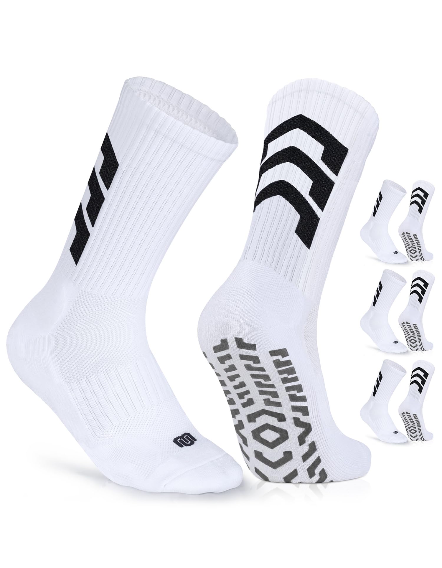 CLOSEMATE Calcetines Antideslizantes Futbol Hombre 1 o 3 Pares Deporte Altos Deportivos Largos Antiampollas Transpirables Baloncesto Blancos Negros