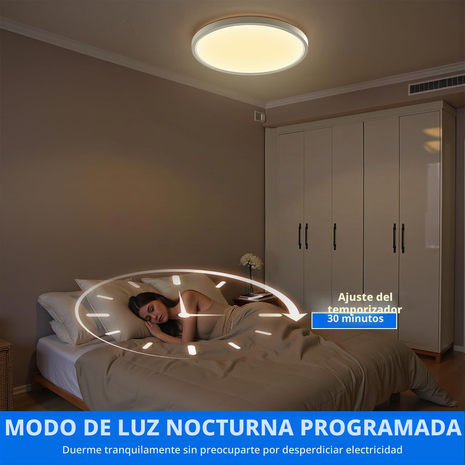 Plafon Led Techo Regulable 2Pcs, 24w 2160LM RGB Lampara Techo, 3000K-6500K Redonda Plana Lámpara de Techo, Moderna Plafón Luz Led con Mando a Distancia para Salones, Dormitorios, Baños - Ø30cm