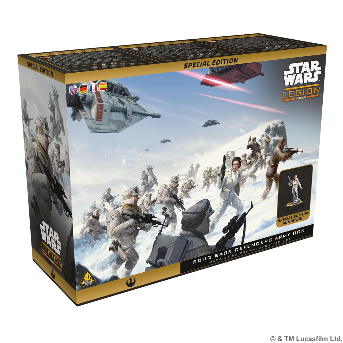 Asmodee Star Wars: Legion Echo Base Defenders Special Edition Army Box, Caja de Ejército de 600 Puntos, Miniatura Exclusiva Leia Organa, Juego de Mesa de Estrategia, 2 Jugadores, Español