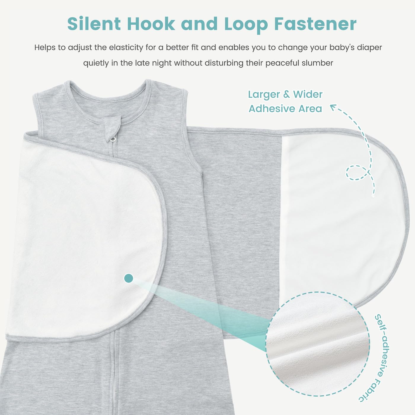 LILBESTIE Baby Sleeping Swaddle Bag 1.0 Tog 3-in-1 Adjustable Silent Hook Baby Swaddle Blanket Wrap 100% Cotton 0-6 Months, Grey - Image 3