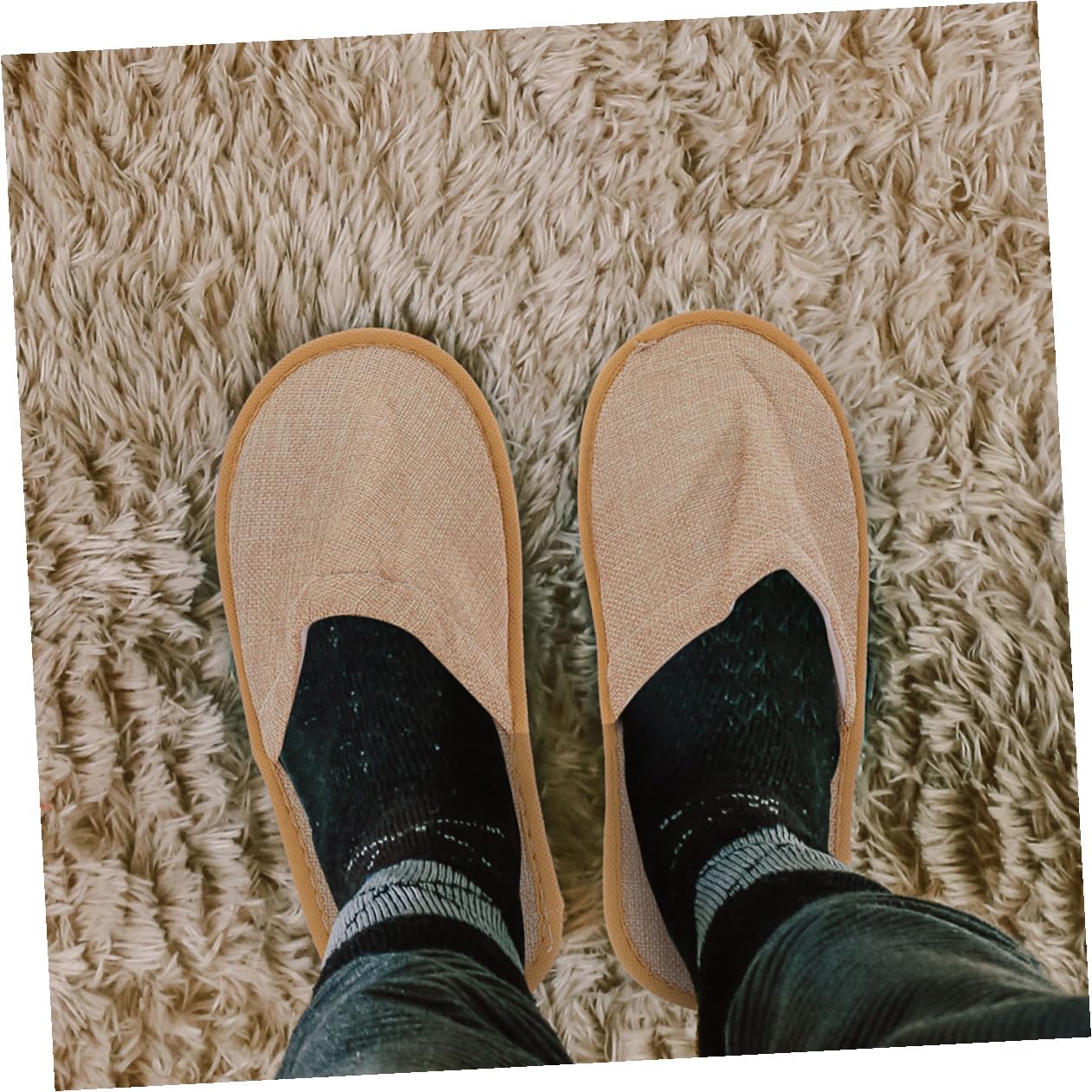 FRCOLOR Zapatillas de Viaje Plegables 10 Pares Tela de Rizo y Eva para Hombre y Mujer