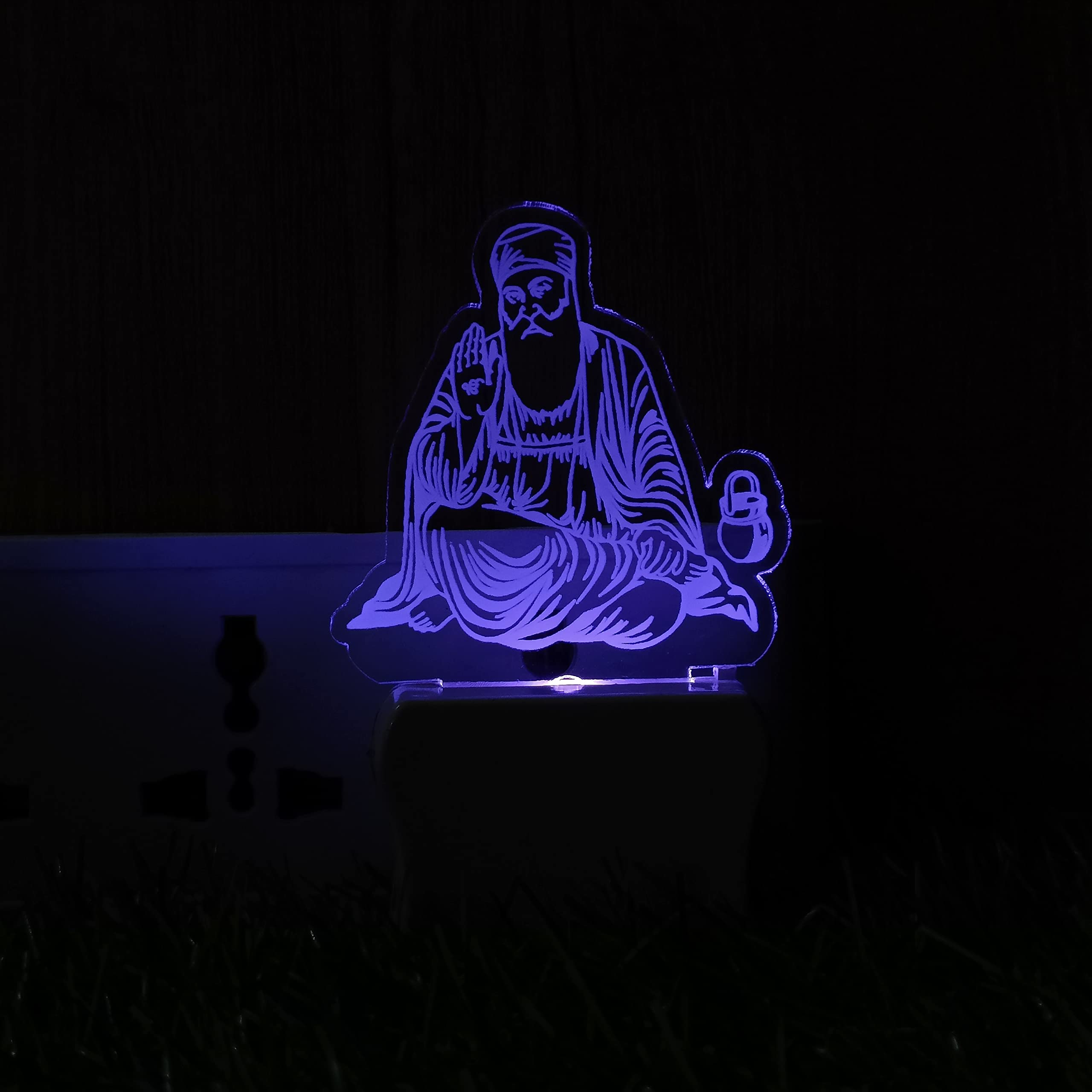 WEHATKE Mini 3D Illusion LED Night Lamp for Home Temple God Designs | Shri Nathji, Baba Shyam, Ganesh, Ram, Krishna & More - Spiritual Gift & Decor for Pooja Room (guru nanak ji) 2