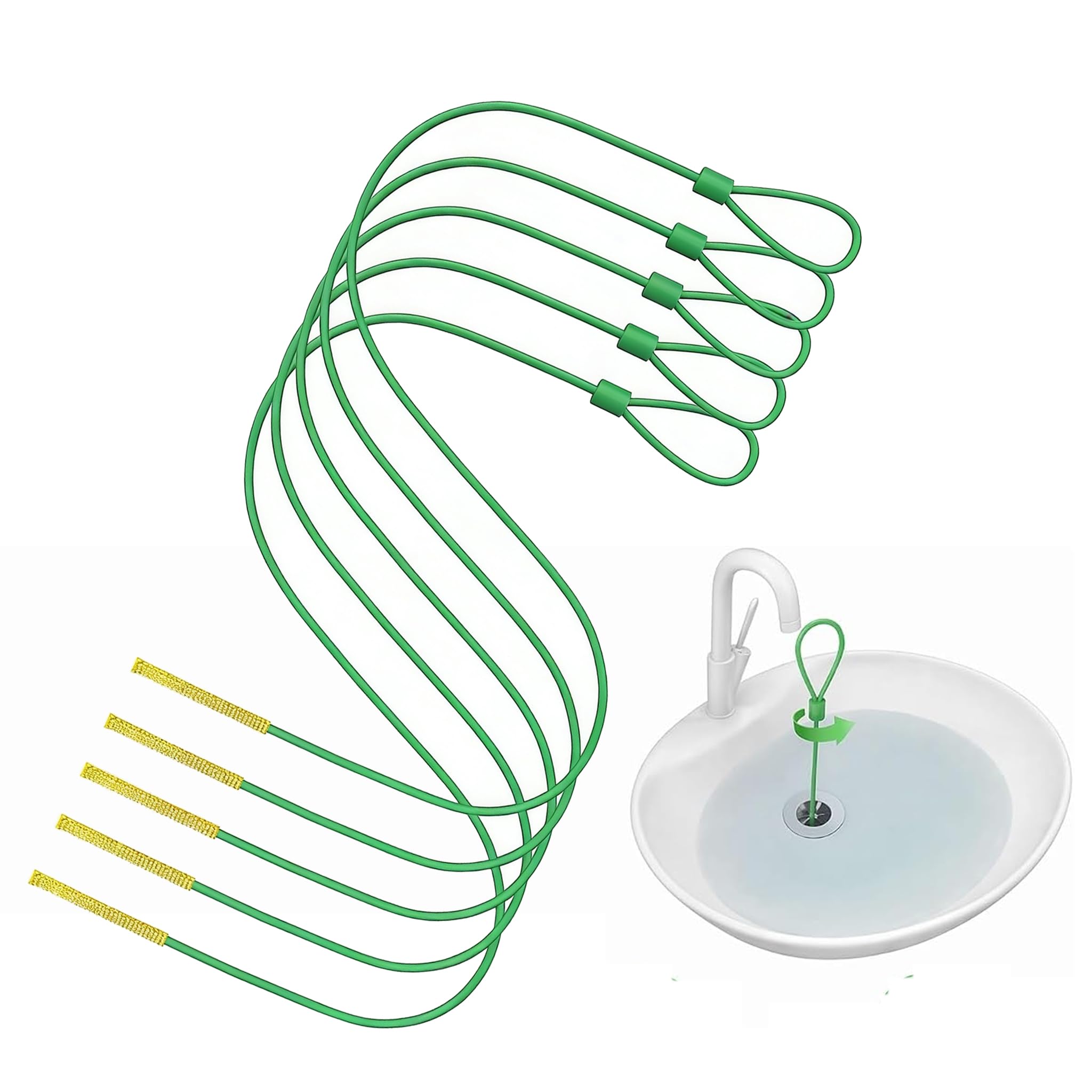 5pcs Metal Drain Snake Hair Clog Remover, Drain Sink Unblocker Tool
