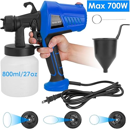 Miniatura 2 de HVLP - Pistola pulverizadora eléctrica HVLP, contenedor de 3 patrones, fácil de limpiar, 700 W de alta potencia HVLP pintor en aerosol portátil para